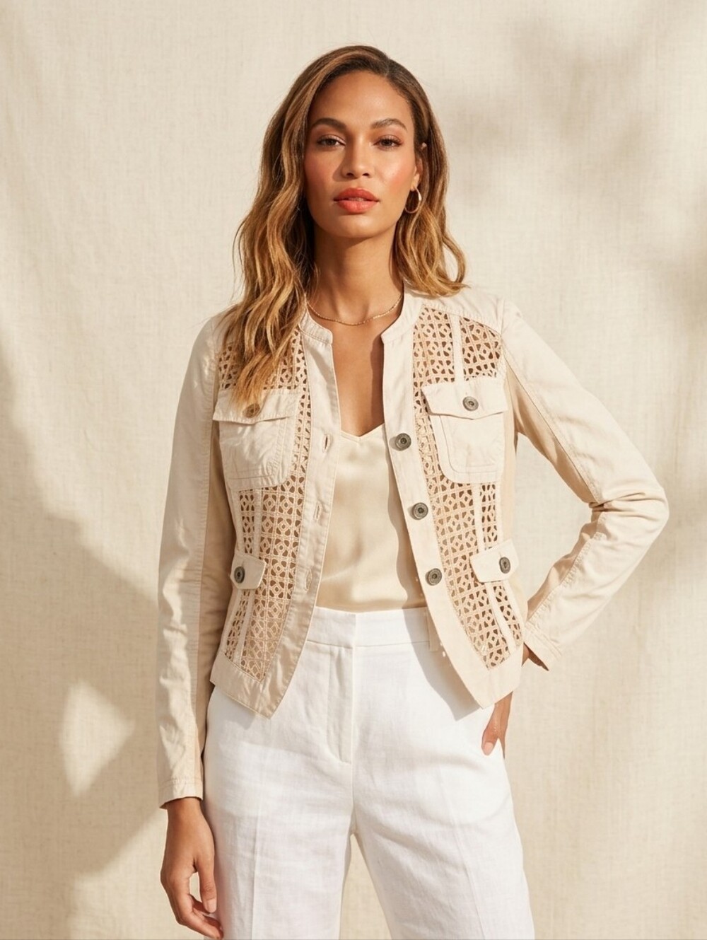 Taifun | Eyelet Cutout Panel Jacket Blazer